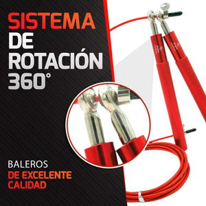 Cuerda para saltar crossfit/box 3 m ajustable 4 en 1 alegne roja