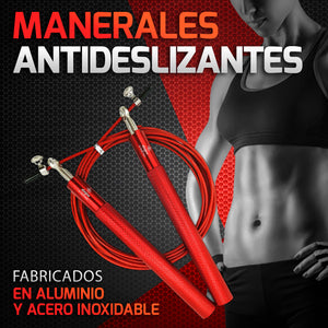 Cuerda para saltar crossfit/box 3 m ajustable 4 en 1 alegne roja